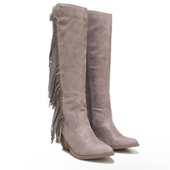Carlos Santana Shoes - Carlos Santana Lever Doe Fringe Boots Gray Suede Western Cowgirl Festive 9.5 M